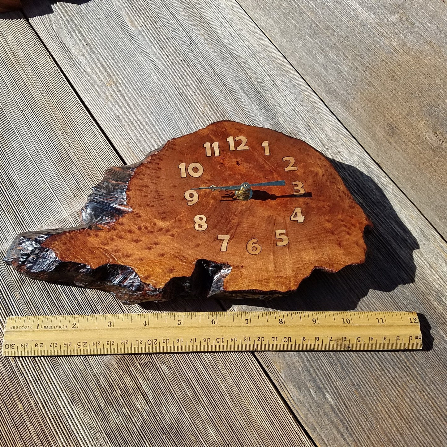 Redwood Clock Mini Handmade Wall Hanging Rustic Wedding Gift Burl Live Edge #344 Anniversary Housewarming Gift