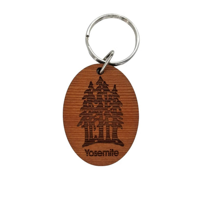 Yosemite National Park Redwood Trees Grove Wood Keychain California Souvenir Travel Gift - Wood Gift Key Chain Key Tag Key Ring Key Fob