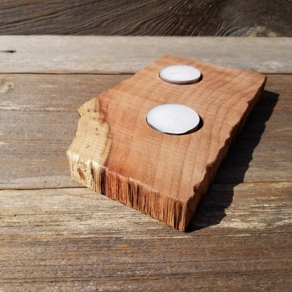 Tealight Candle Holder 2 Candles Wood Rustic Home Decor Handmade Wood Gift #528 Unique One of a Kind Gift Raw Unfinished Natural Redwood