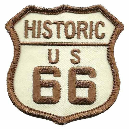 Route 66 Patch – Historic US Sign – Iron On Souvenir Travel Patch 2.5" Badge Emblem