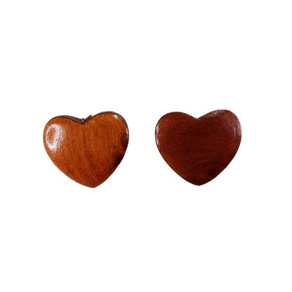 Redwood Earrings - Heart Wood Earrings - California Redwood Stud Earrings - Redwood Burl