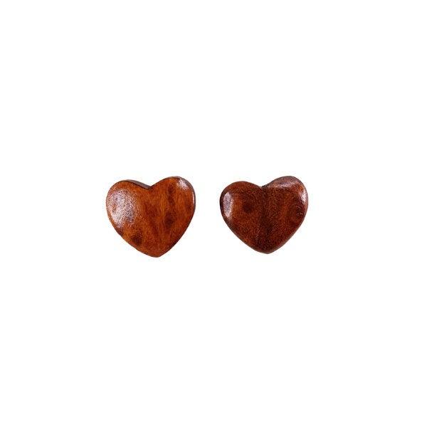 Redwood Earrings - Heart Wood Earrings - California Redwood Stud Earrings - Redwood Burl