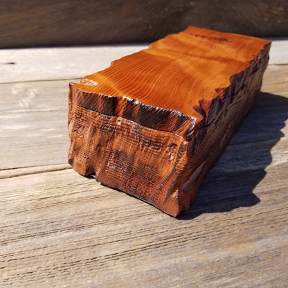 Handmade Wood Box with Redwood Tree Engraved Rustic Handmade Curly Wood #506 California Redwood Jewelry Box Storage Box