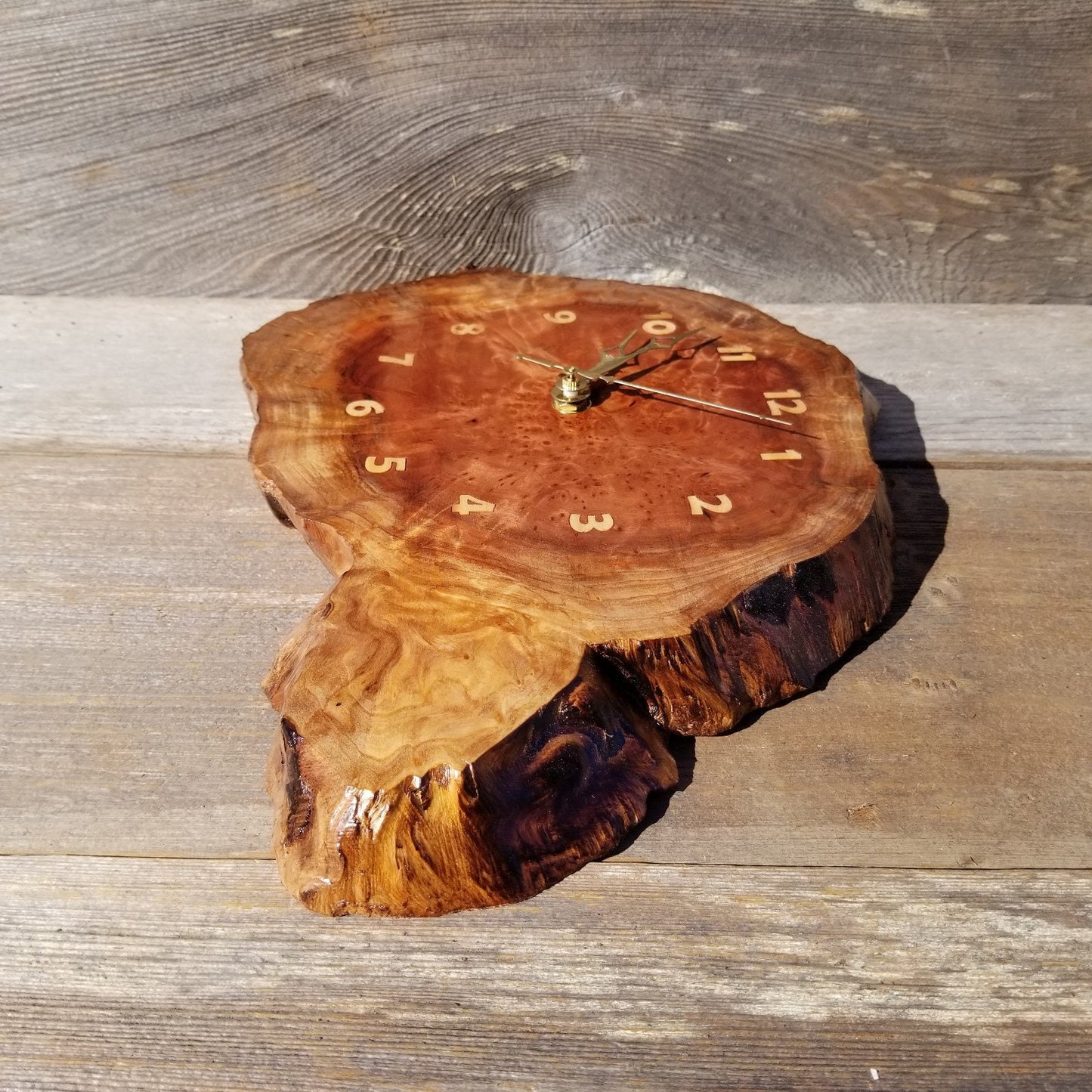 Wood Wall Clock Redwood Clock Handmade Wall Hanging Rustic Wedding Gift Burl Live Edge #551 Anniversary Small Mini