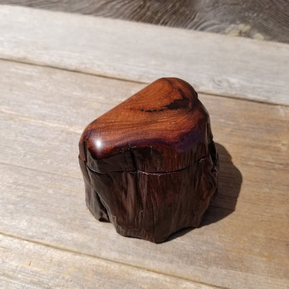 Wood Ring Box Redwood Rustic Handmade California Storage Live Edge Mini #463 Birthday Gift Christmas Gift Mother's Day Gift