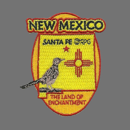 New Mexico Patch – State Travel Patch NM Souvenir Embellishment or Applique 3" The Land of Enchantment State Flag Roadrunner