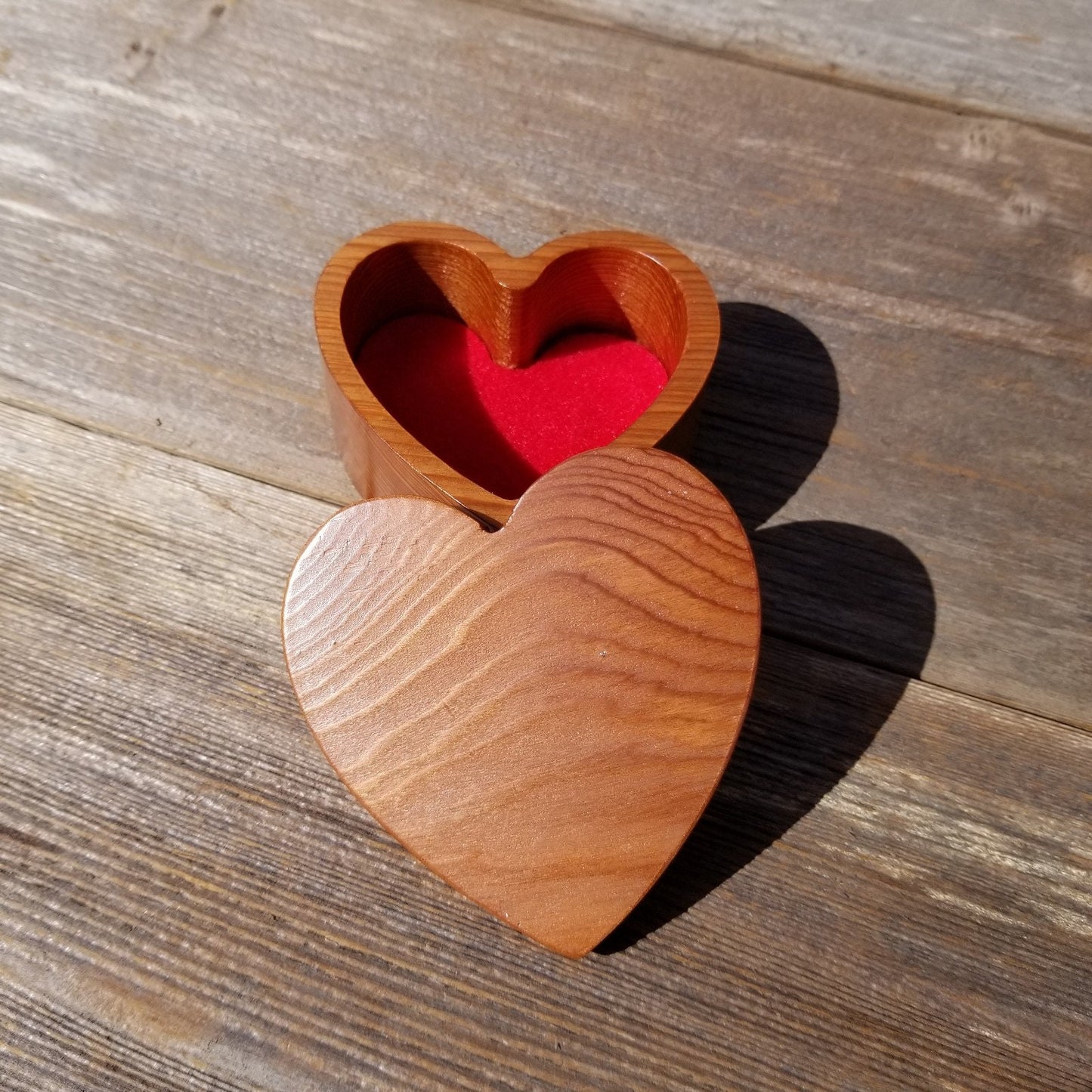 Handmade Wood Box with Redwood Heart Ring Box California Redwood #457 Christmas Gift Anniversary Gift Ideas