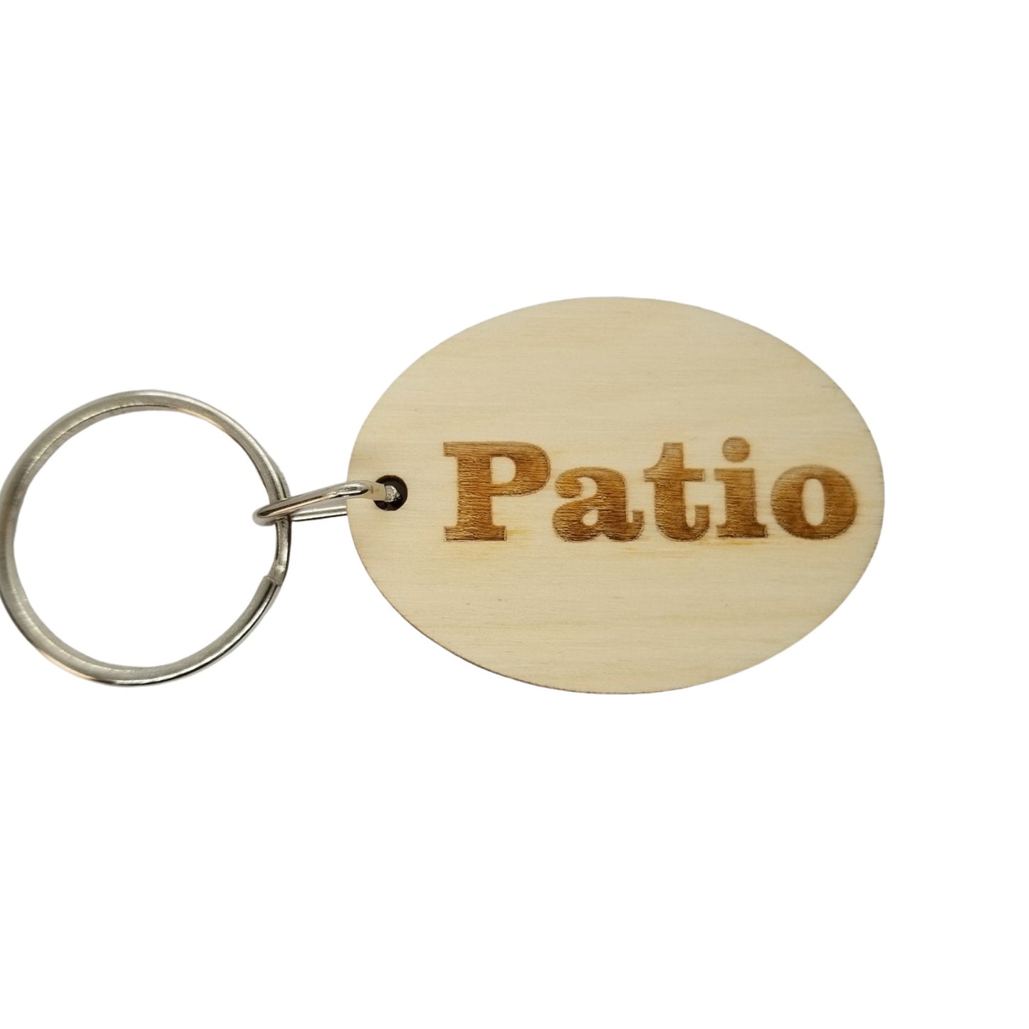 Patio Wood Keychain Key Ring Keychain Gift - Key Chain Key Tag Key Ring Key Fob - Patio Text Key Marker