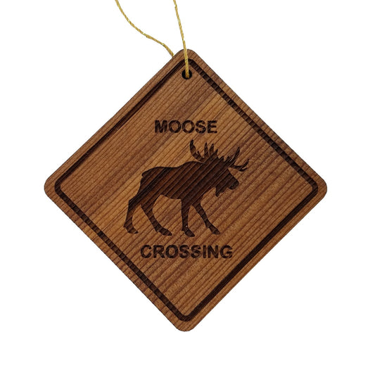 Moose Crossing Ornament - Moose Ornament - Wood Ornament Handmade in USA