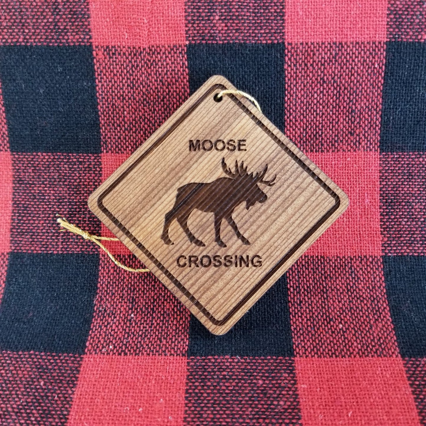 Moose Crossing Ornament - Moose Ornament - Wood Ornament Handmade in USA