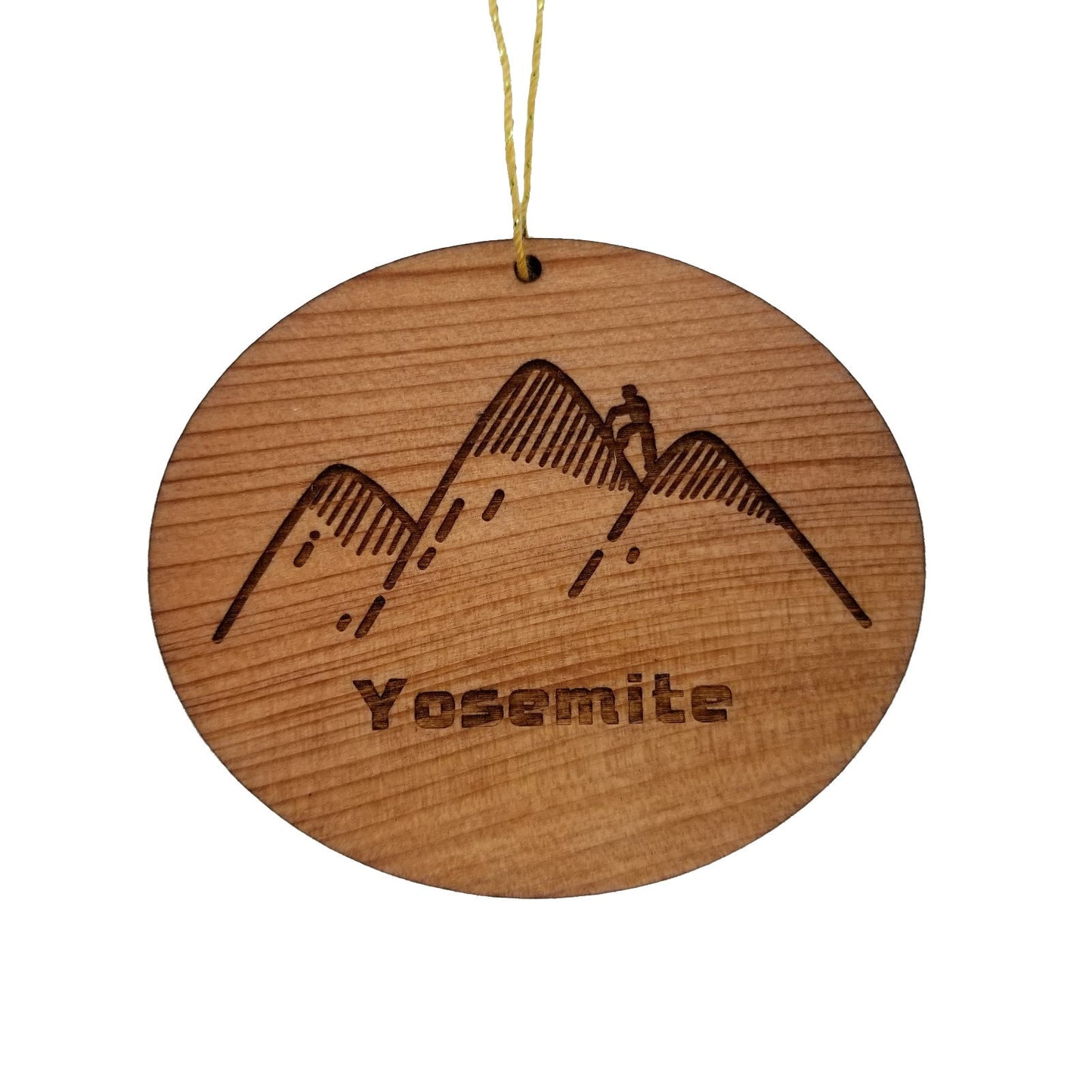 Yosemite National Park Hiking Ornament Handmade Wood Souvenir Made in USA Travel Gift 3" Christmas Memento