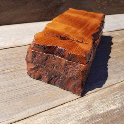 Redwood Jewelry Box Curly Wood Engraved Rustic Handmade California #499 Memento Box, Mom Gift, Anniversary Gift