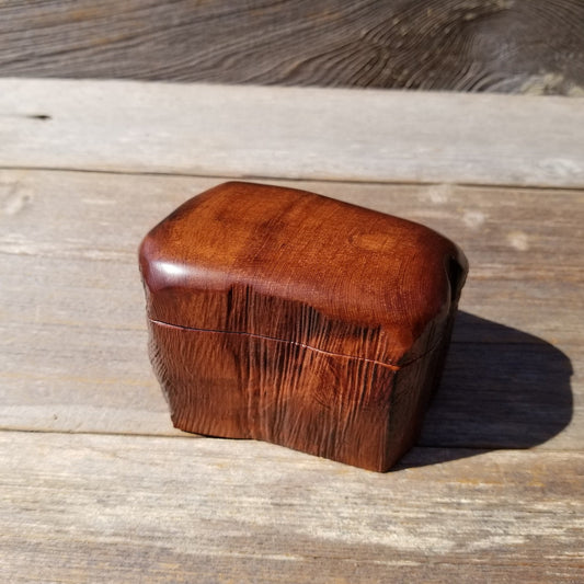 Wood Ring Box Redwood Rustic Handmade California Storage Live Edge Mini #519 Birthday Gift Christmas Gift Mother's Day Gift