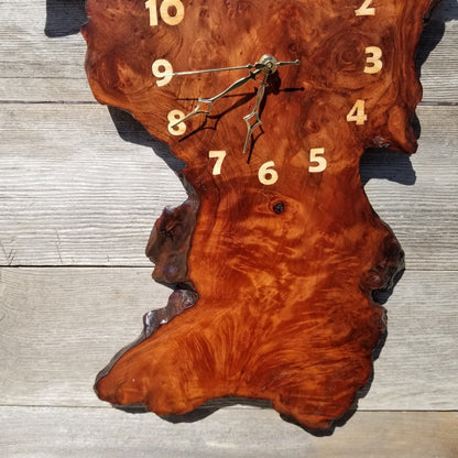 Wood Clock Wall Hanging Redwood Handmade Burl #424 Redwood Burl Wall Clock Small Father Dad Gift Mother Mom Gift