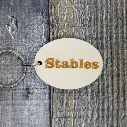 Stables Door Wood Keychain Key Ring Keychain Gift - Key Chain Key Tag Key Ring Key Fob - Stables Text Key Marker