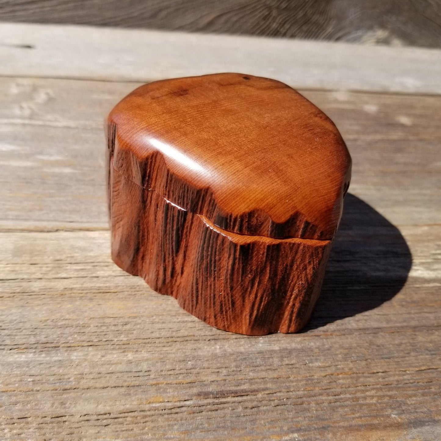 Wood Ring Box Redwood Rustic Handmade #513 California Storage Live Edge Mini Birthday Gift Christmas Gift Mother's Day Gift