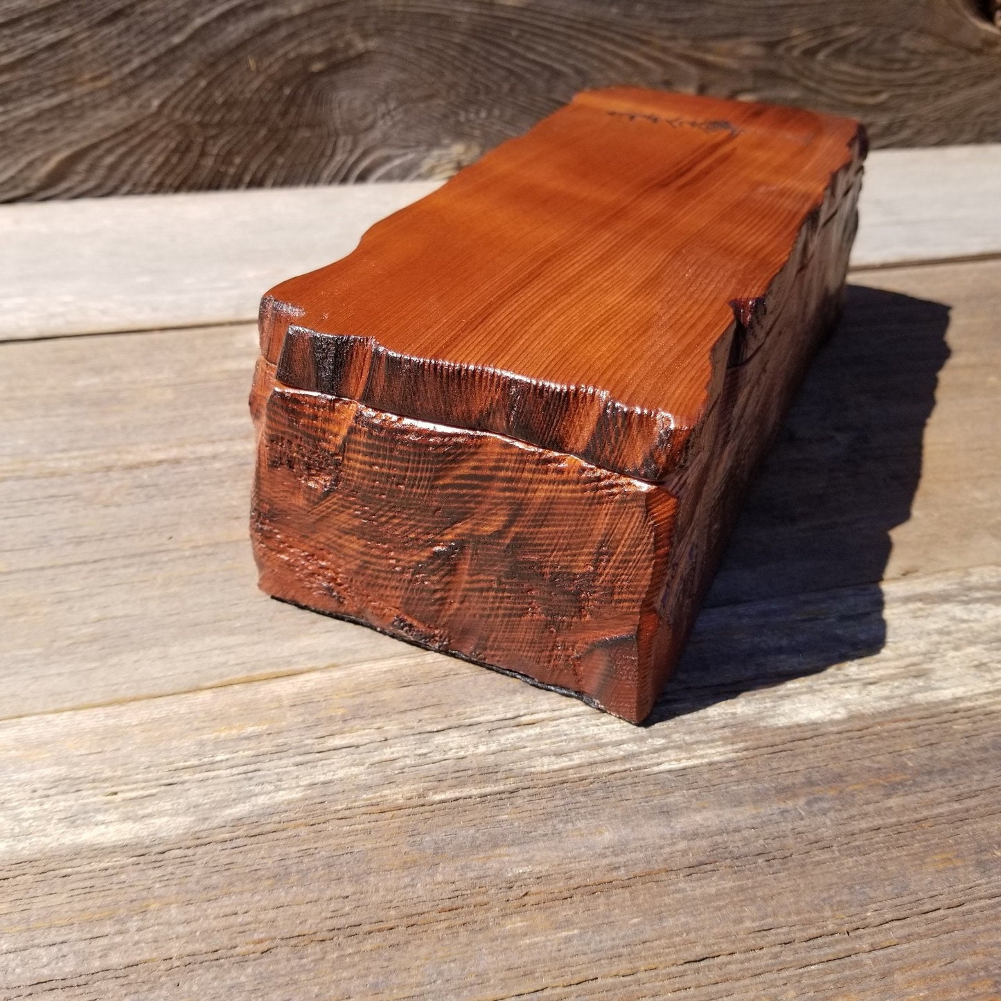 Wood Valet Box Curly Redwood Tree Engraved Rustic Handmade CA Storage #493 Handcrafted Christmas Gift Engagement Gift for Men Jewelry