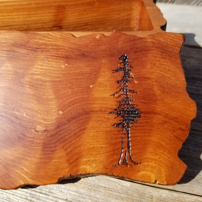 Redwood Jewelry Box Curly Wood Engraved Rustic Handmade California #445 Memento Box, Valentine's Day Gift