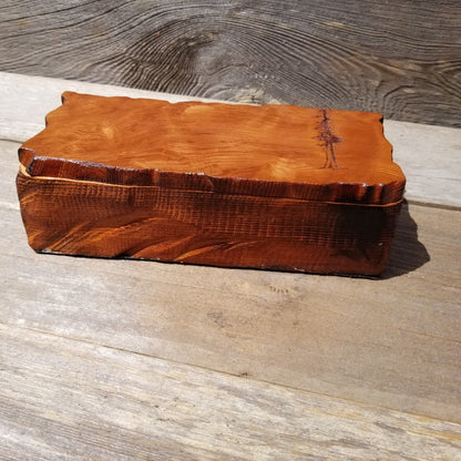 Wood Jewelry Box Redwood Tree Engraved Rustic Handmade Curly Wood #473 Mens Valet Christmas Gift 5th Anniversary