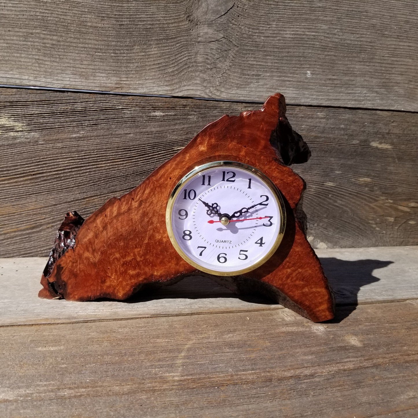 Wood Desk Clock Handmade California Redwood Burl Table Shelf #564 Birthday Gift Wedding Gift Engagement Gift Housewarming Gift