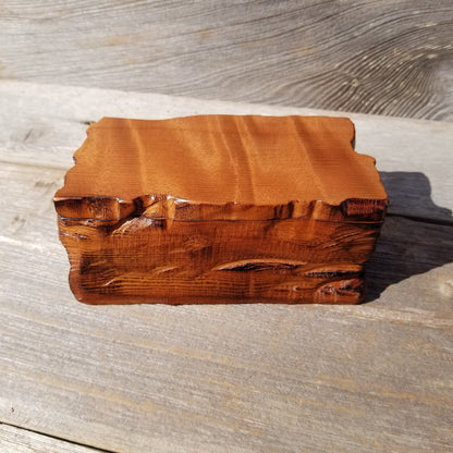 Redwood Jewelry Box Curly Wood Engraved Rustic Handmade California #448 Memento Box Dad Gift Trinkets Memories Stash Mens Valet