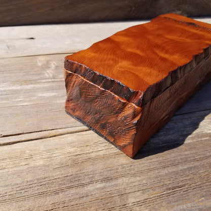 Wood Valet Box Curly Redwood Tree Engraved Rustic Handmade CA Storage #502 Handcrafted Christmas Gift Engagement Gift for Men Jewelry