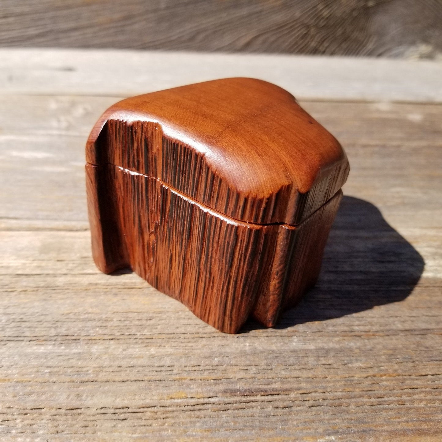 Wood Ring Box Redwood Rustic Handmade California Storage #525 Engagement Birthday Gift Mother's Day Gift Gift for Friend