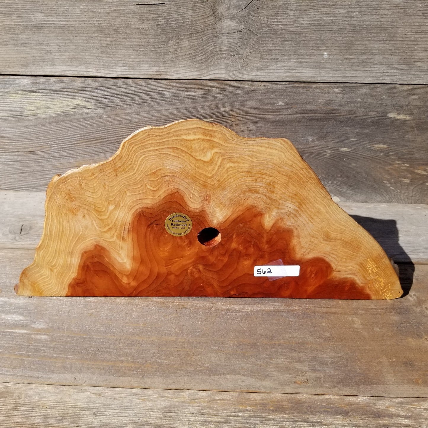 Redwood Wood Clock Redwood Burl Clock Table Shelf Mantle Desk Office #562 2 Tone Sitting Wood Red Wood 5th Anniversary