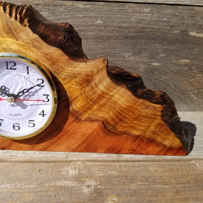 Redwood Wood Clock Redwood Burl Clock Table Shelf Mantle Desk Office #565 2 Tone Sitting Red Wood Anniversary Gift