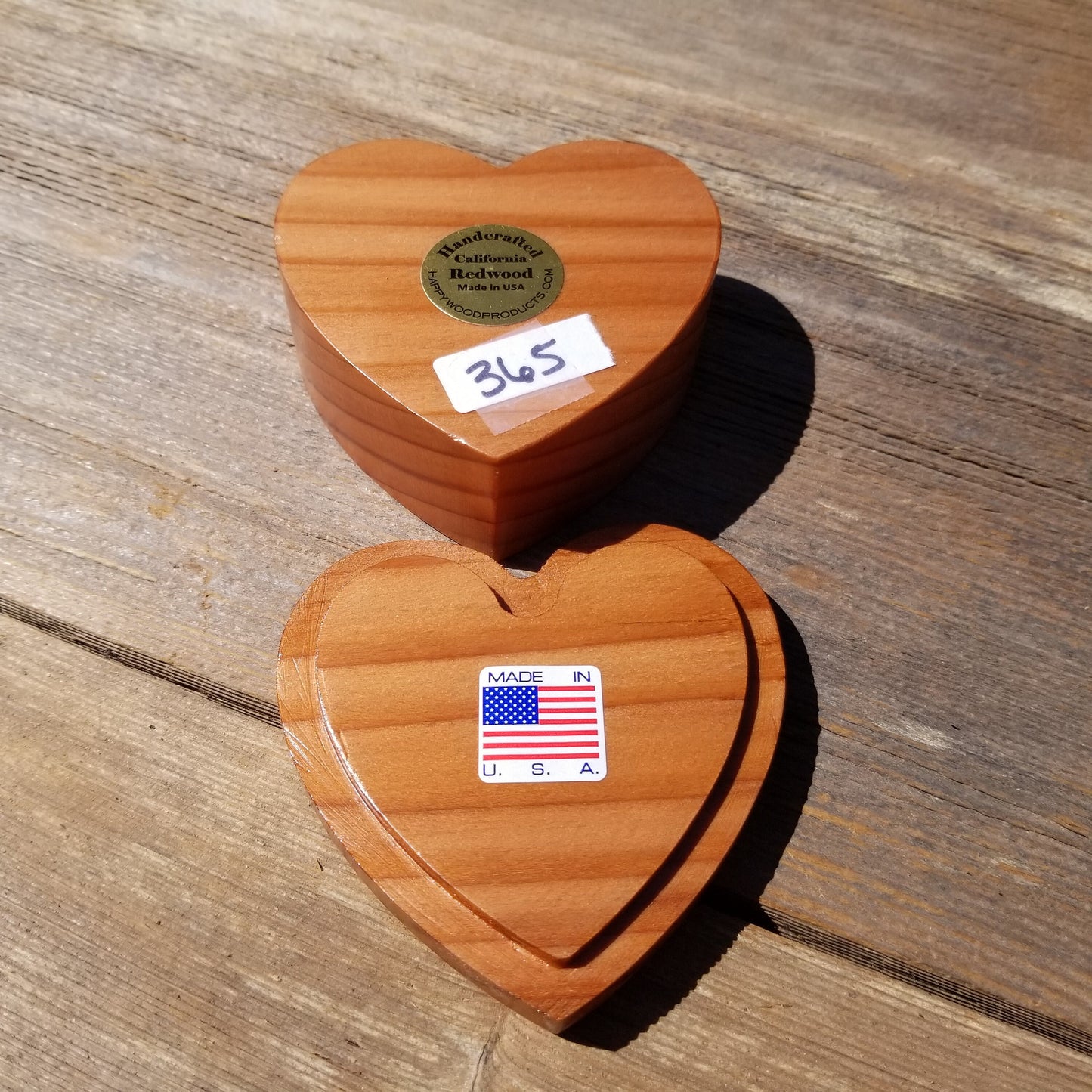 Handmade Wood Box with Redwood Heart Ring Box California Redwood #365 Christmas Gift Anniversary Gift Ideas