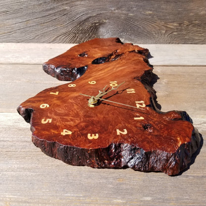 Wood Wall Clock Redwood Clock Handmade Wall Hanging Rustic Wedding Gift Burl Live Edge #429 Anniversary Small