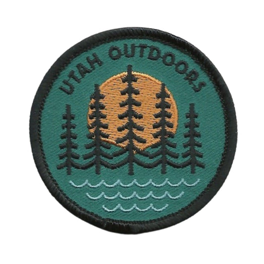 Utah Patch – Utah Outdoors – Trees Waves Sun Travel Patch Iron On – UT Souvenir Patch – Embellishment Applique – 2.5″