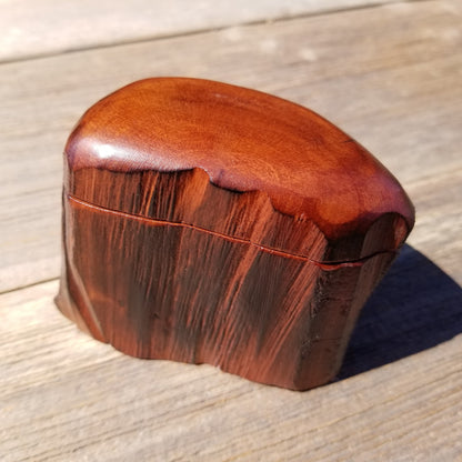 Wood Ring Box Redwood Rustic Handmade California Storage Live Edge Mini #376 Birthday Gift Christmas Gift Mother's Day Gift