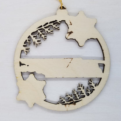 Tennessee Wood Ornament -  TN State Shape with Snowflakes Cutout - Handmade Wood Ornament Made in USA Christmas Decor