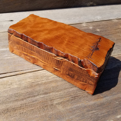 Wood Valet Box Curly Redwood Tree Engraved Rustic Handmade CA Storage #502 Handcrafted Christmas Gift Engagement Gift for Men Jewelry