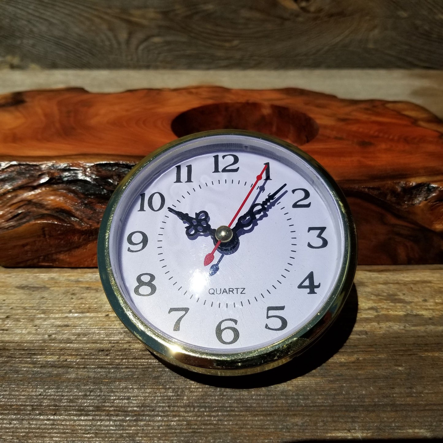 Wood Clock Desk, Office, Mantel Redwood Burl Birthday Gift, Engagement Gift, Handmade Gift for Men, Gift For Her #149