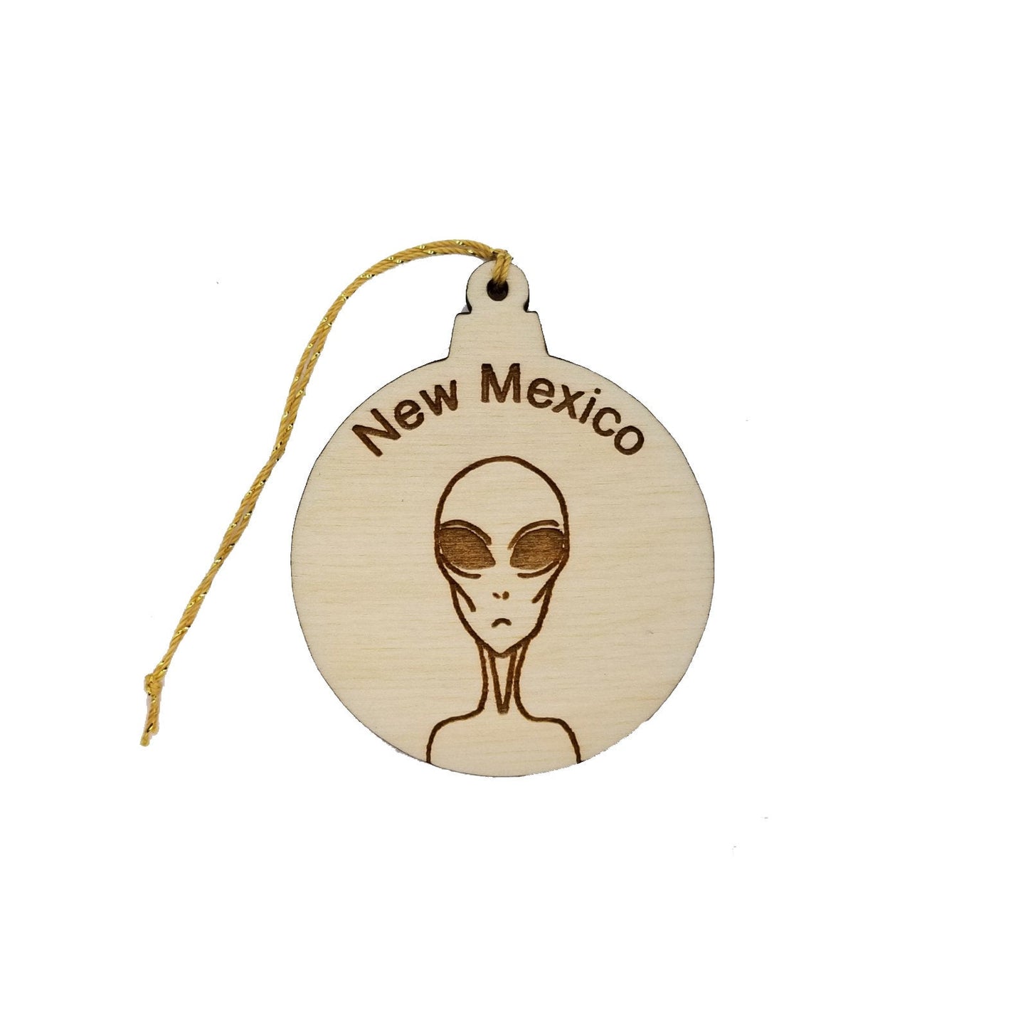 Alien New Mexico Christmas Ornament Wood Laser Cut Handmade in USA Travel Gift Souvenir Memento NM