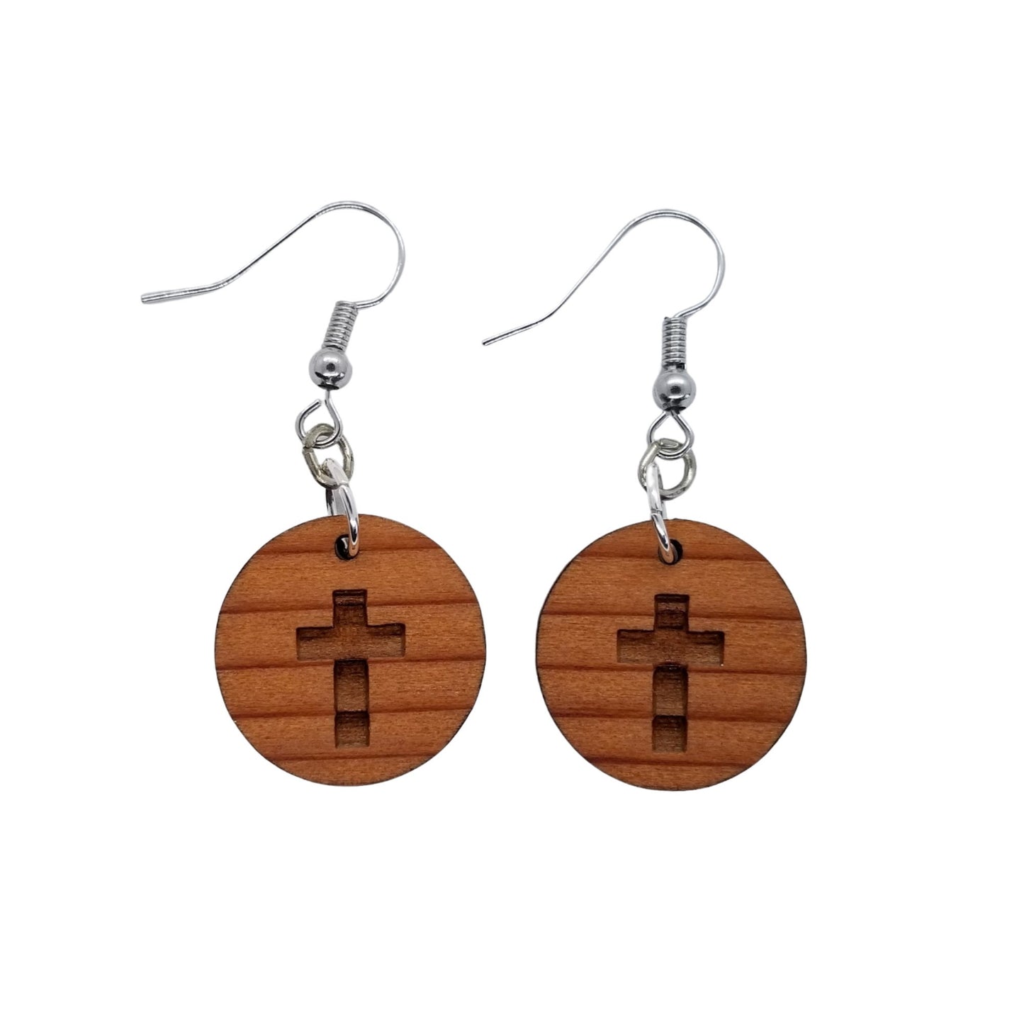 Redwood Earrings - Cross Wood Earrings - California Redwood Dangle Earrings - CA Souvenir Keepsake - Wood Gift Women Engraved