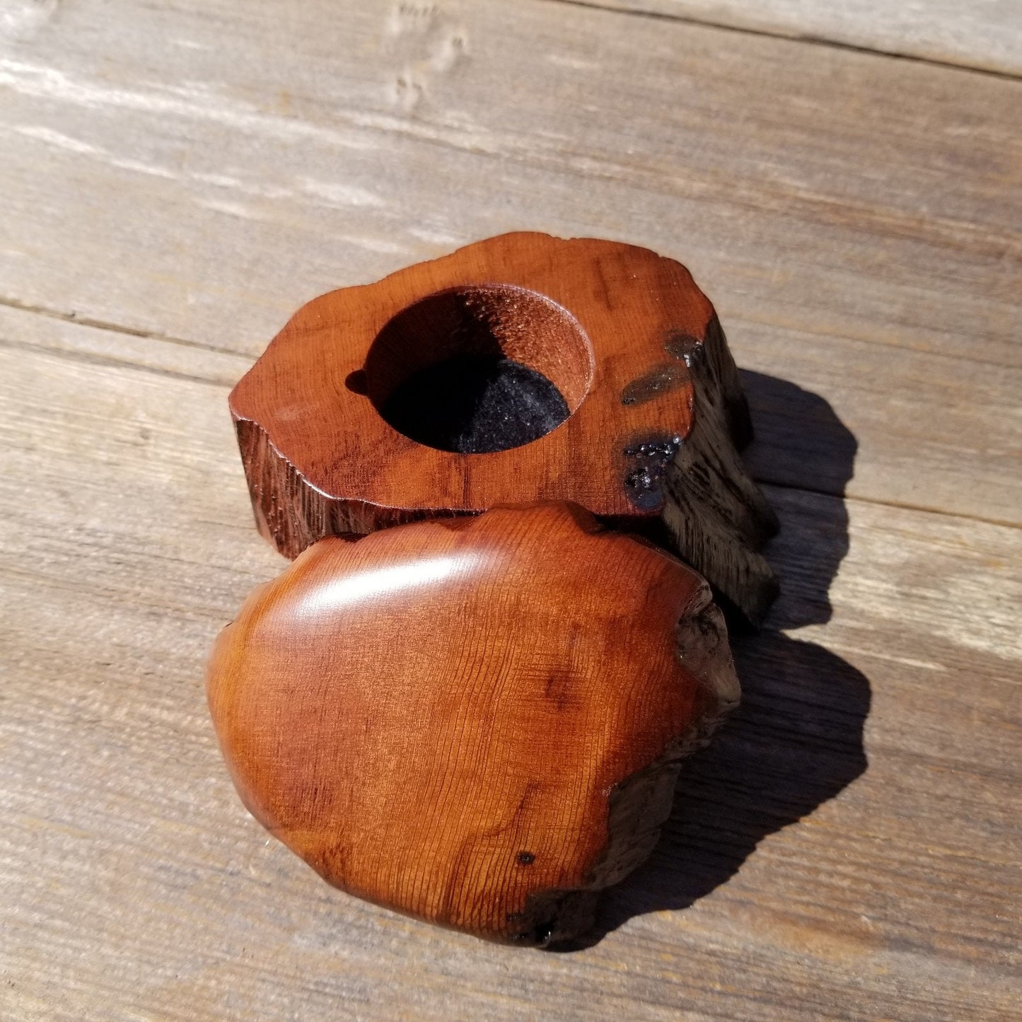 Wood Ring Box Redwood Rustic Handmade #513 California Storage Live Edge Mini Birthday Gift Christmas Gift Mother's Day Gift