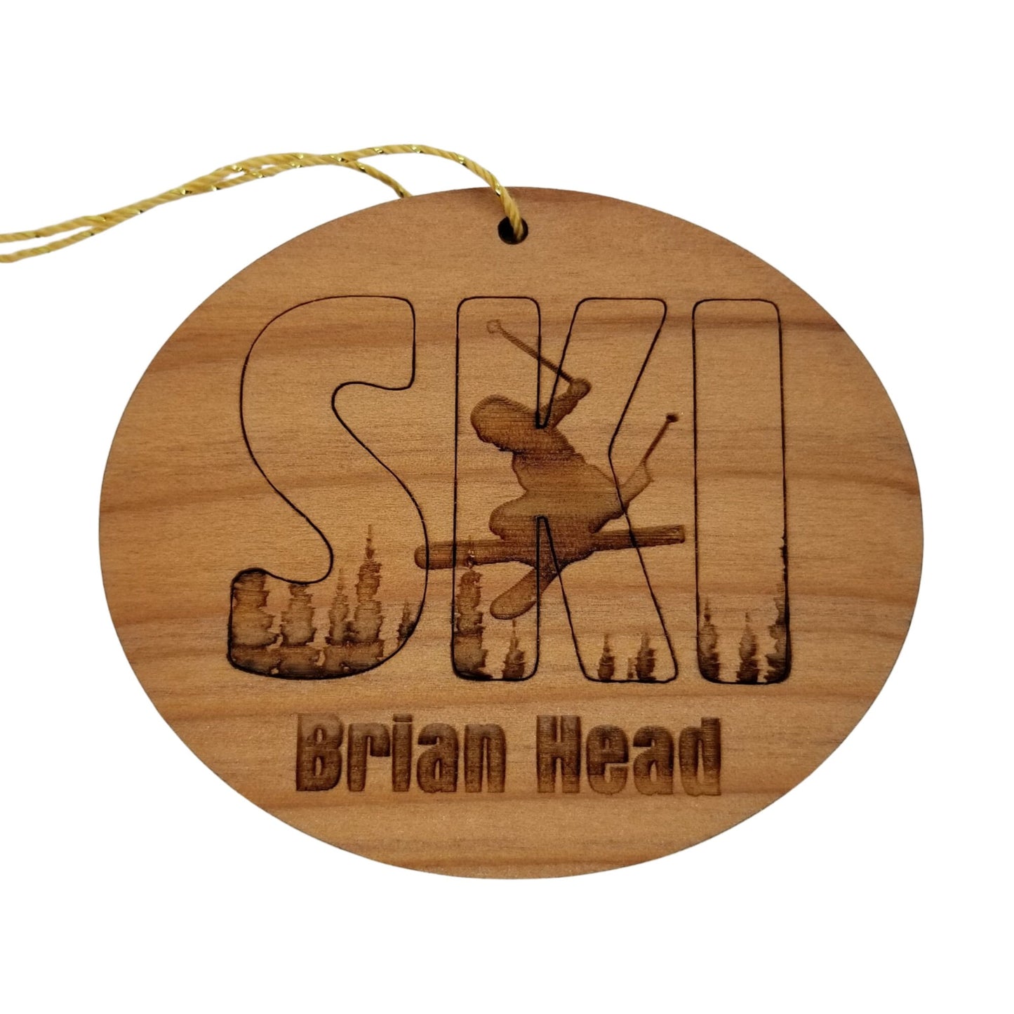 Wholesale Brian Head Utah Ski Ornament - Handmade Wood UT Souvenir