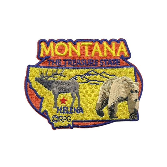 Montana Patch – MT State Travel Patch Souvenir Applique 3" Iron On The Treasure State Elk Mountains Bear