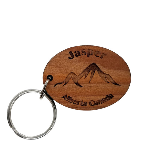 Jasper Canada Keychain Mountains Wood Keyring Jasper Alberta Canada Souvenir Mountains Marmot Basin Jasper National Park Key Tag Bag