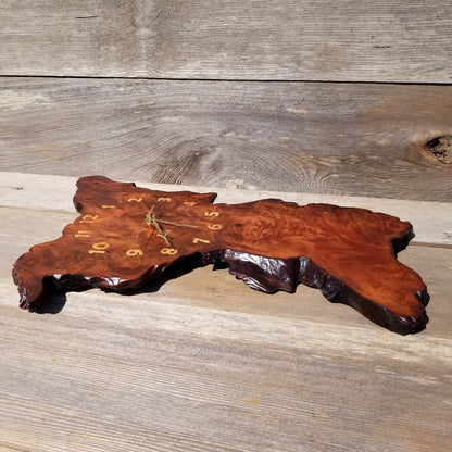 Wood Clock Wall Hanging Redwood Handmade Burl #424 Redwood Burl Wall Clock Small Father Dad Gift Mother Mom Gift