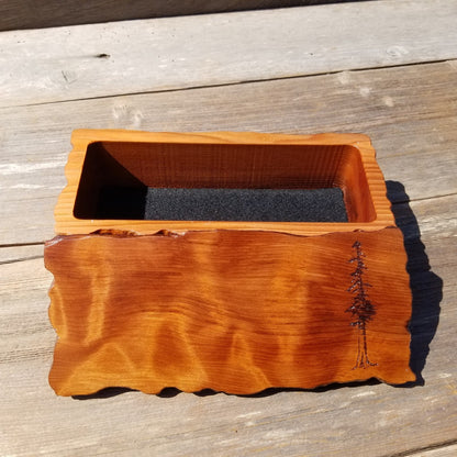 Redwood Jewelry Box Curly Wood Engraved Rustic Handmade California #504 Memento Box, Mom Gift, Anniversary Gift