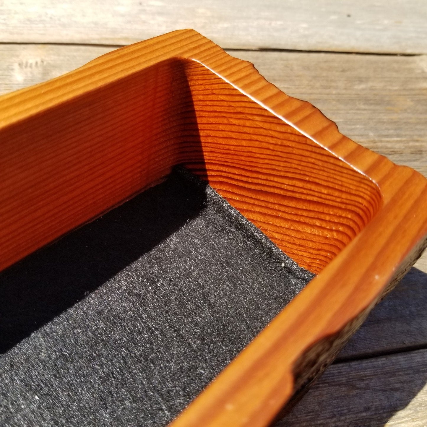 Handmade Wood Box with Redwood Tree Engraved Rustic Handmade Curly Wood #508 California Redwood Jewelry Box Storage Box