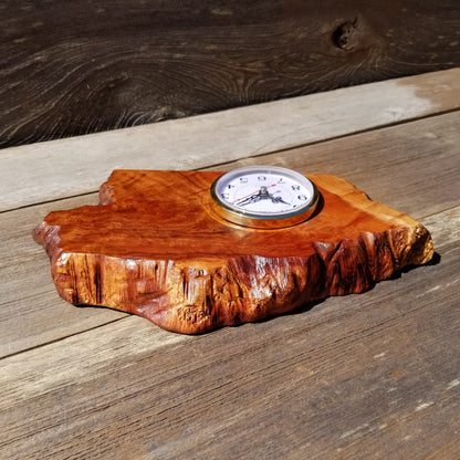 Wood Clock For the Desk or Mantle Handmade California Redwood Burl Table Shelf Birthday Gift Wedding Gift Engagement Gift #198