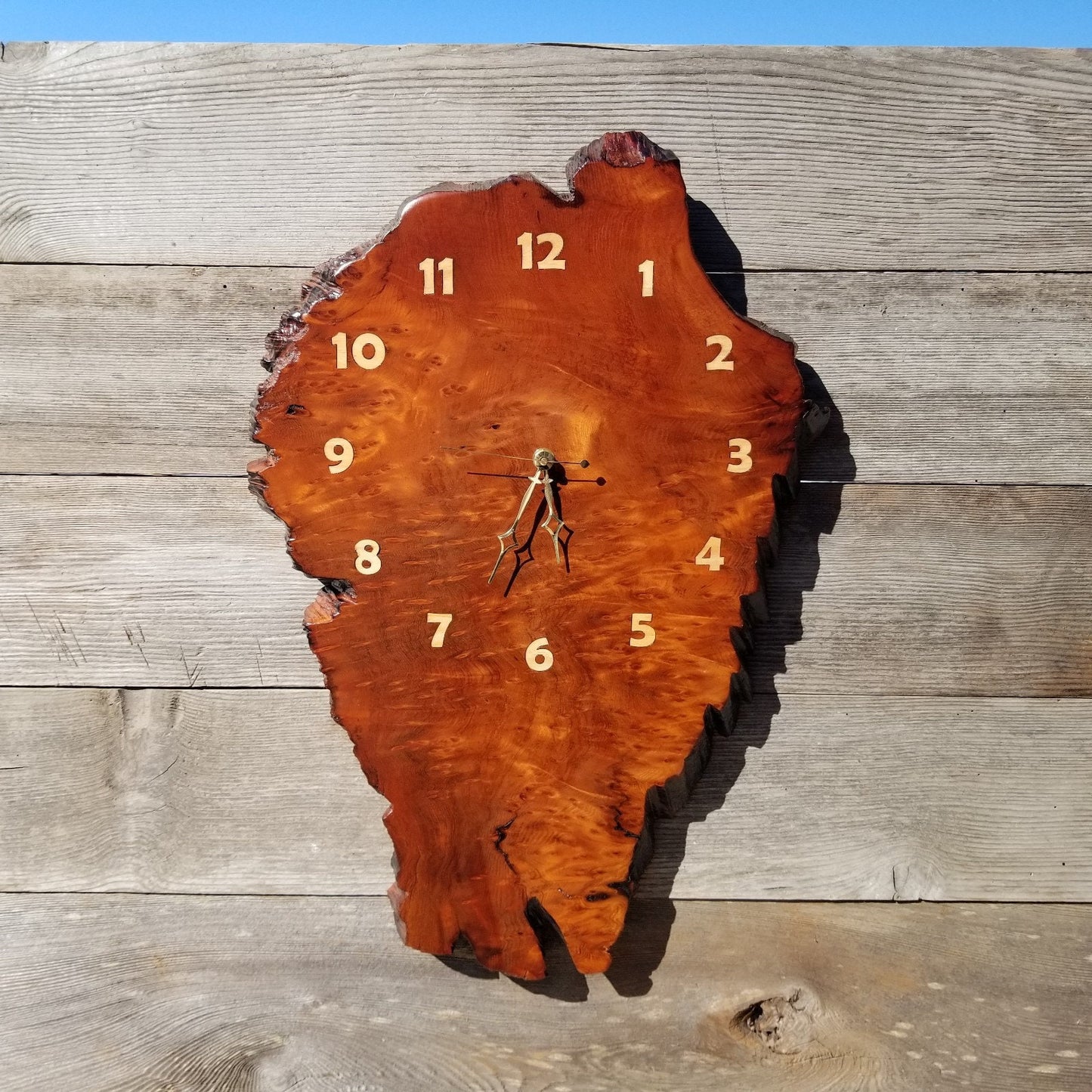 Wood Wall Clock Redwood Burl Hanging Art Rustic Slab #491 Anniversary Gift One of a Kind Unique Gift Handmade LG