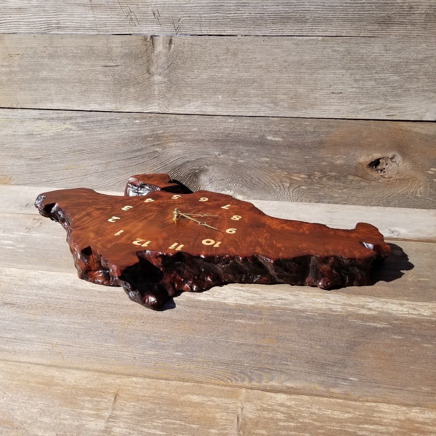 Wood Wall Clock Redwood Burl Hanging Art Rustic Slab #489 Anniversary Gift One of a Kind Unique Gift Handmade LG