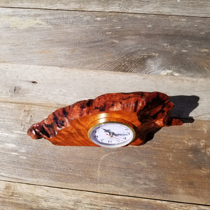 Wood Clock For the Desk or Mantle Handmade California Redwood Burl Table Shelf Birthday Gift Wedding Gift Engagement Gift #214