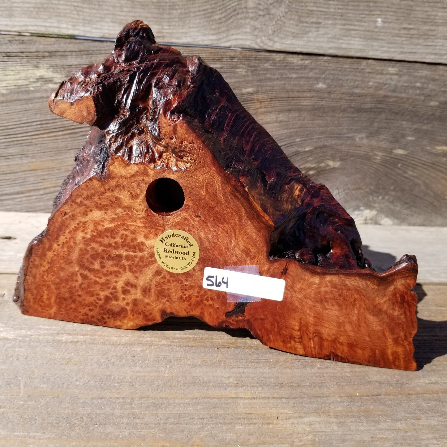 Wood Desk Clock Handmade California Redwood Burl Table Shelf #564 Birthday Gift Wedding Gift Engagement Gift Housewarming Gift